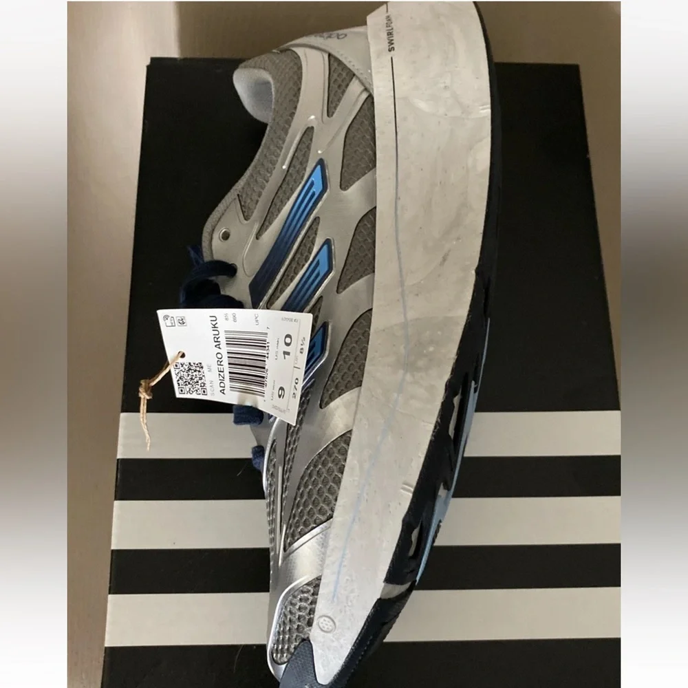 Adidas Retro Adizero Aruku Grey/Blue/Silver Swirlfoam Men Sz 9 NIB